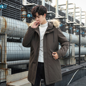 polar bear/北极熊(服饰配件)中长款50%白鸭绒貉子毛领羽绒服