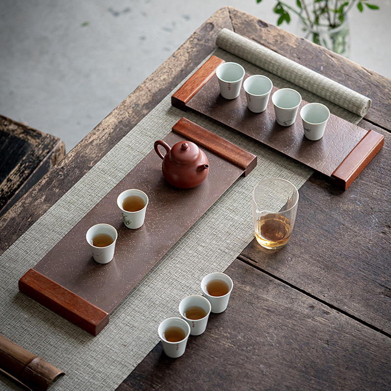 日式紫铜干泡台茶盘小型家用功夫小茶台茶托盘手工长方形壶承配件