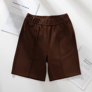 2024年新款棕色短裤女夏季薄款太空棉外穿运动休闲工装宽松五分裤