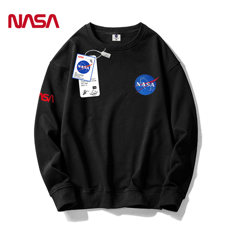 nasa联名宇航员卫衣男ins潮牌宽松圆领薄款套头学生情侣无帽外套