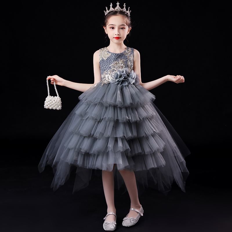 儿童晚礼服高端女童主持人走秀钢琴演出服女孩蓬蓬纱公主连衣裙夏