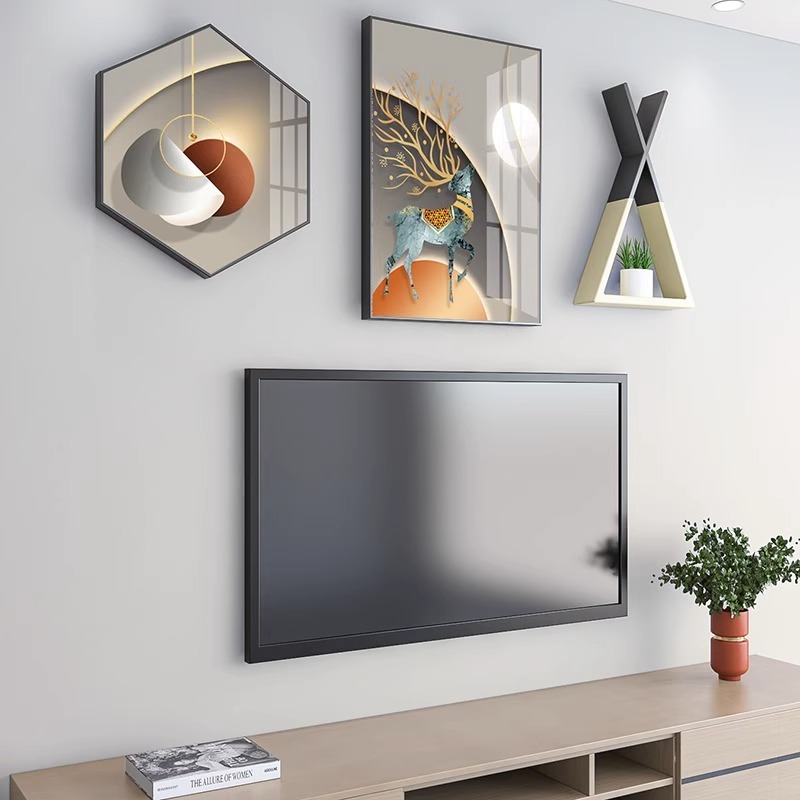 北欧电视机背景墙壁画现代简约客厅墙面挂画2023新款电视装饰挂件