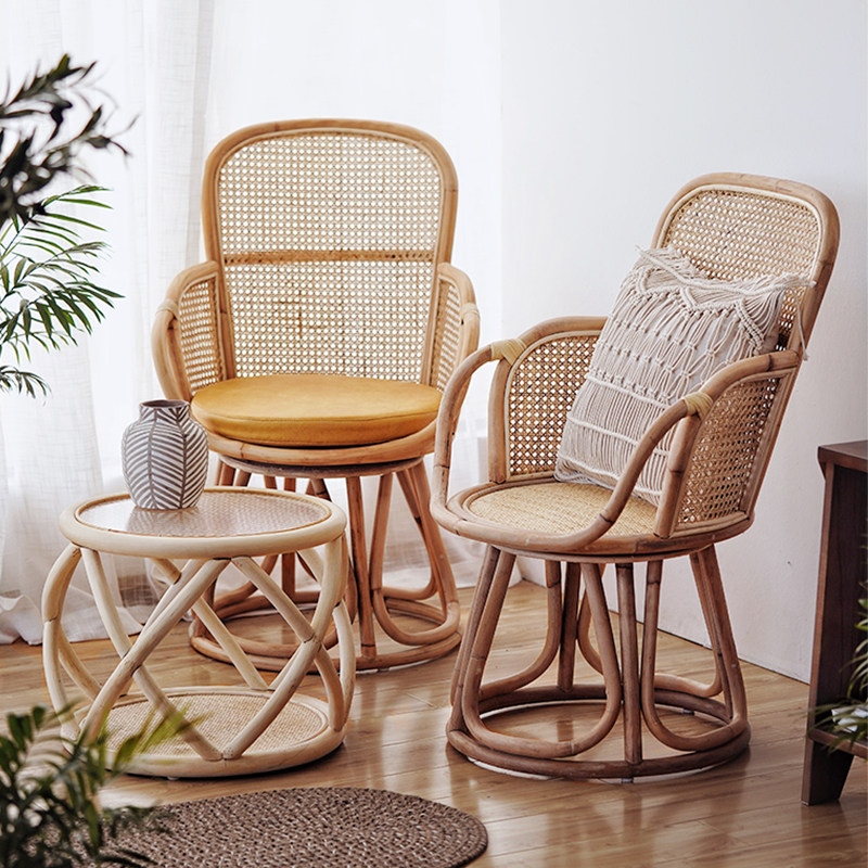 天猫￥1379折后价￥1379长青藤 扶手藤椅电脑椅 复古老板椅书房休闲