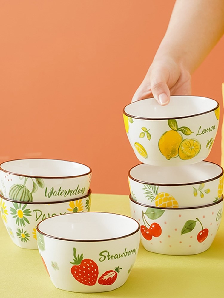 家用陶瓷碗米饭碗单个饭碗可爱少女心日式个性创意餐具吃饭碗套装