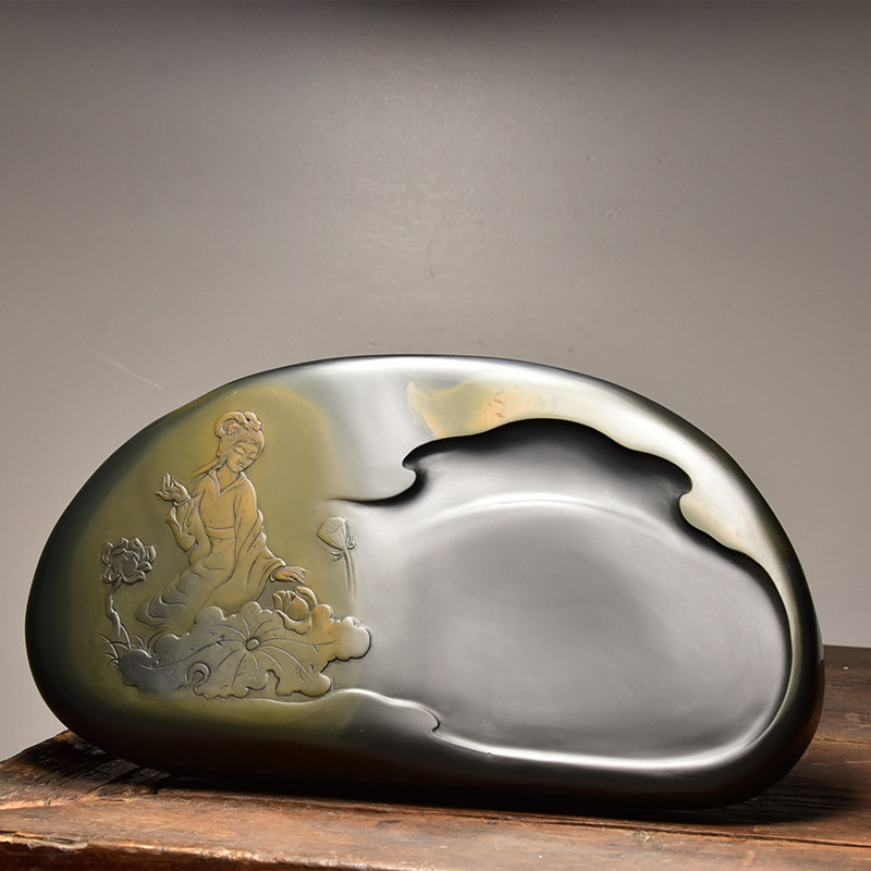 高档匠心传承文房四宝纸墨笔砚墨条套装天然原石老坑