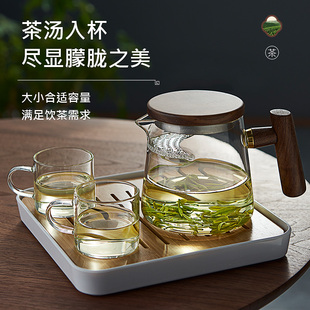 玻璃茶壶加厚耐热月牙过滤网一体茶漏绿茶分茶器茶水分离公道杯子