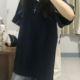 美式复古拼接撞色v领短袖t恤女夏新款爆款潮牌运动学院风情侣上衣