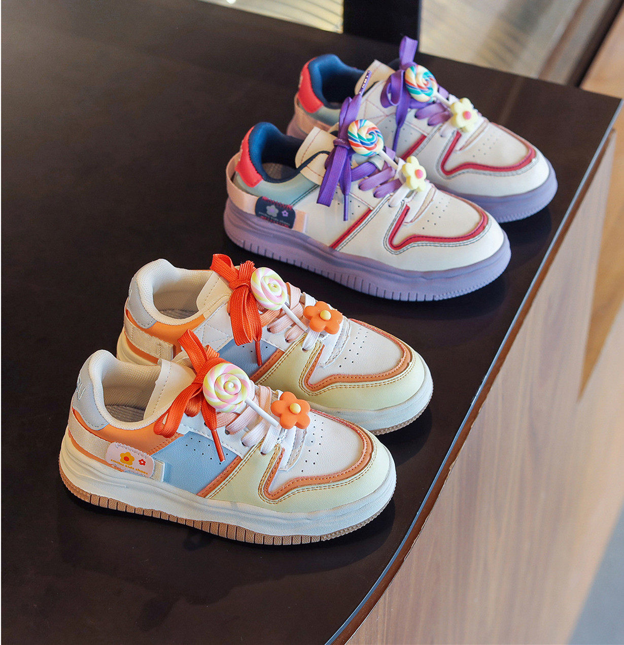 男童鞋棒棒糖休闲板鞋2022秋季新款花朵糖果鞋轻便防滑百搭运动鞋