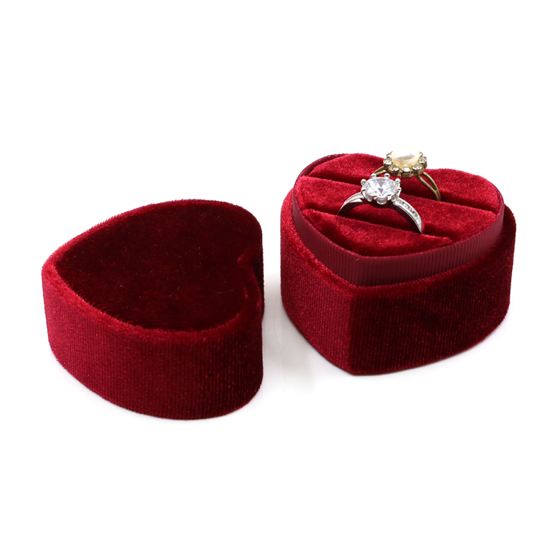 戒指丝绒天鹅绒爱心钻戒复古婚礼戒盒求婚首饰首饰盒