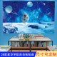 星空贴纸自粘贴画幼儿园儿童房宇航员背景装饰壁画宇宙星球墙壁纸