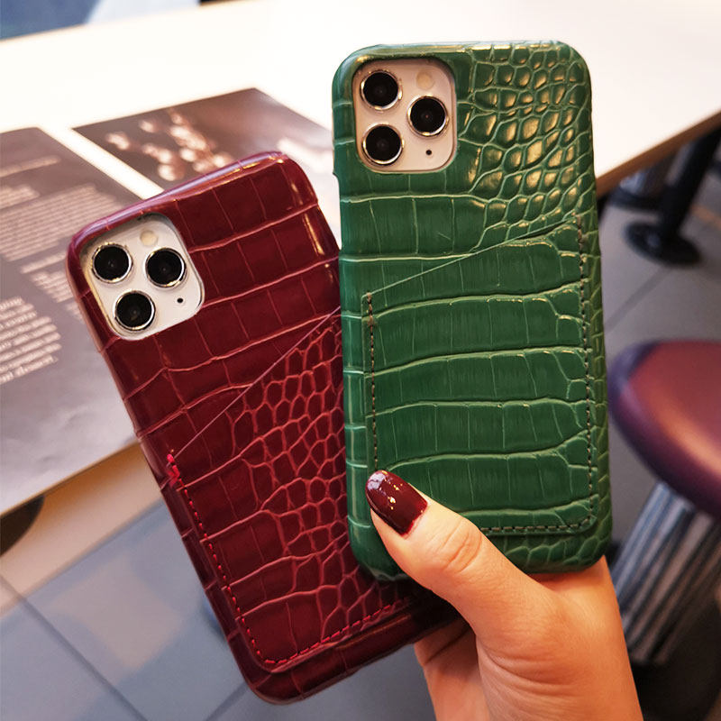 适用苹果11手机壳鳄鱼皮纹女款iphone11promax个性创意插卡零钱包ip