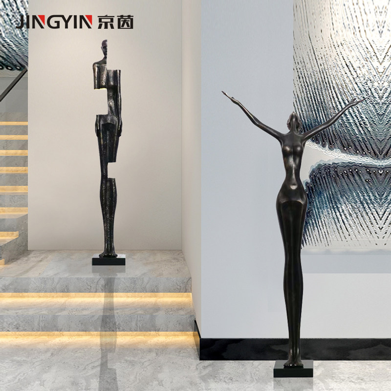 京茵旗舰店的优惠券大全—商场大厅迎宾起舞玻璃钢雕塑女人像办公楼