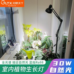 光联天下 30W植物补光灯夹子射灯全光谱热带绿植生长灯落地灯支架