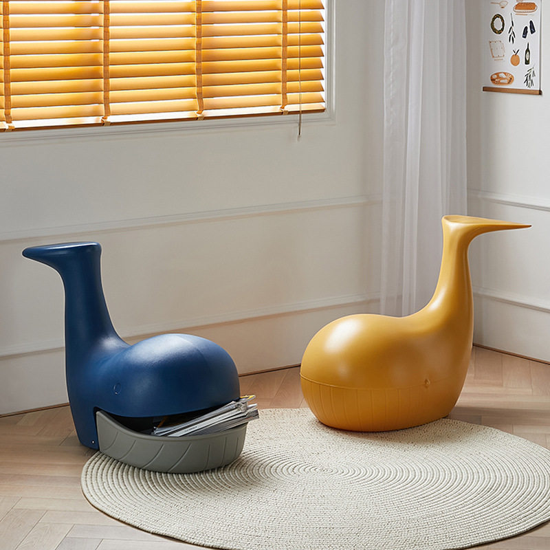 创意鲸鱼椅儿童椅子卡通动物座椅休闲凳子家用收纳储物柜塑料坐凳