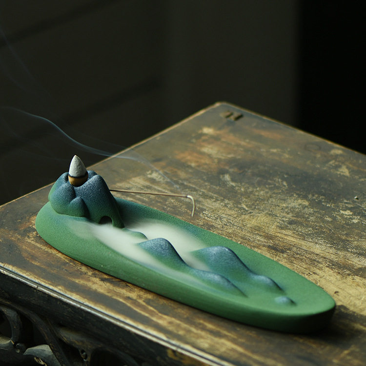 千里江山倒流香炉摆件禅意文创香器香薰炉子logo陶瓷线香插