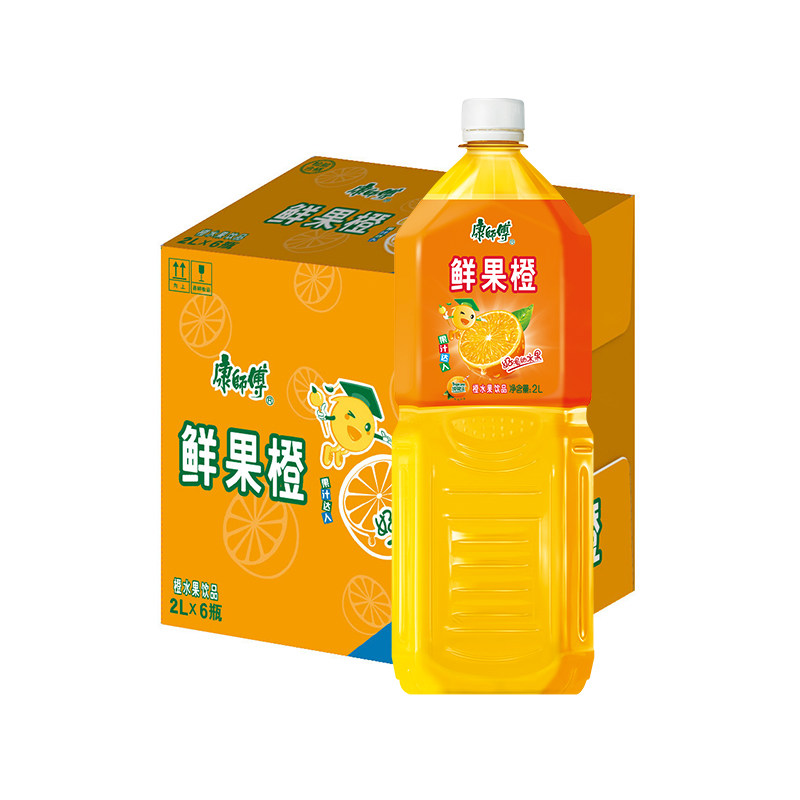 康师傅鲜果橙果汁饮料饮品2l*6大瓶整箱装清爽干净江浙沪皖包邮