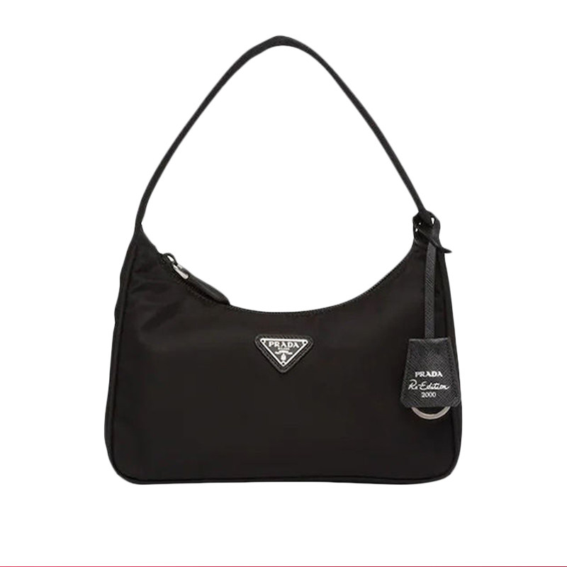 prada/普拉达女士包黑色尼龙经典logo标识高级质感百搭单肩腋下包