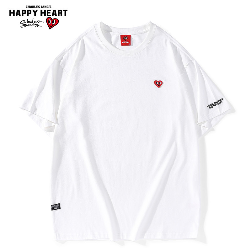 【吴磊同款】查尔斯桃心 短袖t恤男女爱心logo基础款纯色宽松上衣