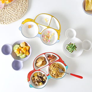 宝宝餐盘儿童餐具女孩陶瓷创意早餐卡通水果盘子碗家用分隔分格盘
