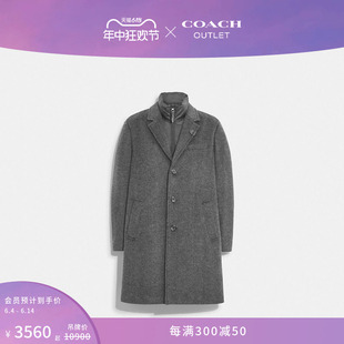 COACH/蔻驰奥莱男士人字纹绵羊毛外套大衣