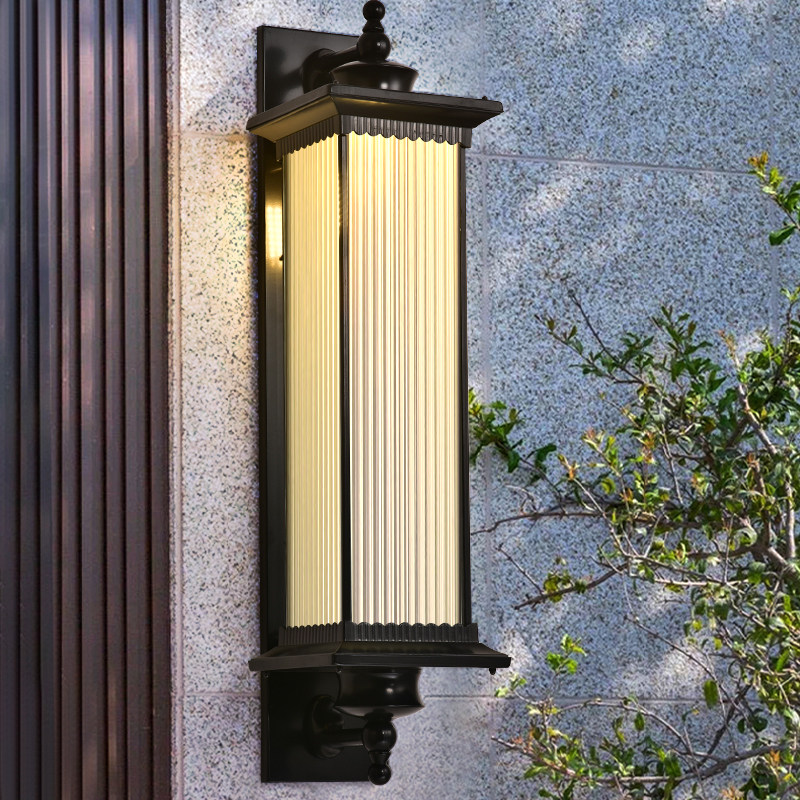 户外壁灯防水太阳能外墙灯极简新中式别墅室外门柱走廊花园阳台灯