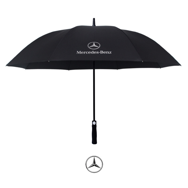 德国原装奔驰雨伞4s原装长柄超大黑胶遮阳防晒全自动三折叠伞定制