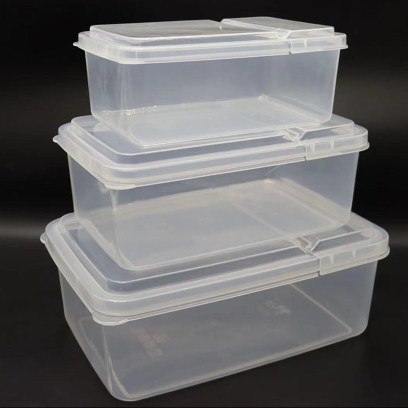 长方形翻盖式保鲜盒商用超市透明加厚干货杂粮调料收纳盒小号塑料