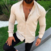 Men 's casual stand-up cotton and linen T-shirt Men 's casual stand-up cotton and linen T-shirt