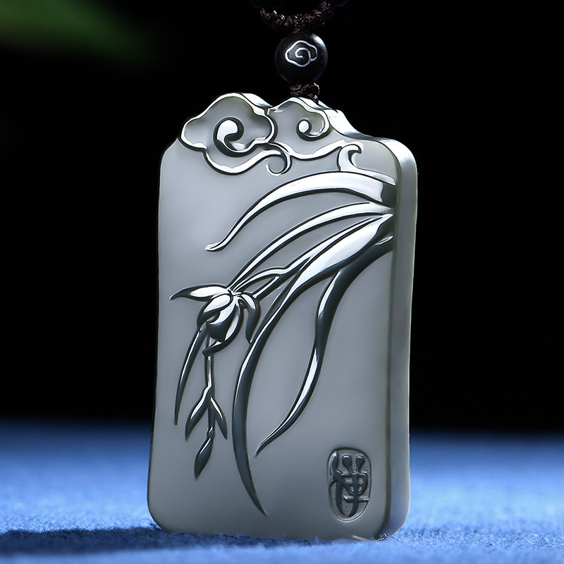 佳媛玉业新疆和田玉君子兰玉吊坠男女士款玉吊坠玉石玉牌玉佩