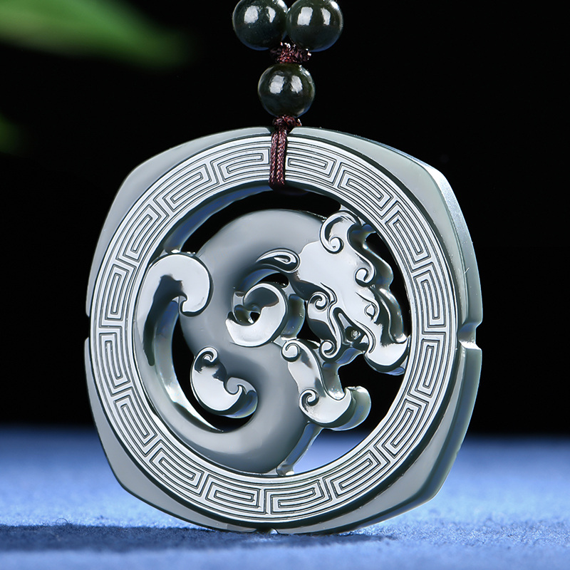 佳媛玉业和田玉仿古龙玉坠 男女士款龙牌玉吊坠玉石玉牌玉佩