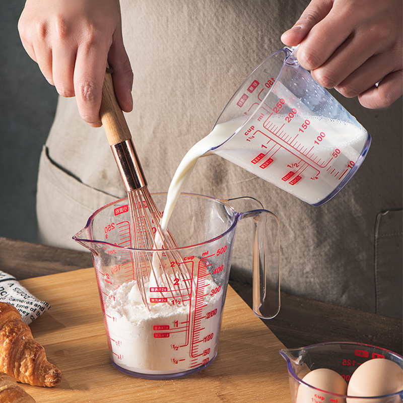 日本ASVEL 量杯带刻度塑料耐热透明烘焙奶茶牛奶面粉蛋糕油量勺