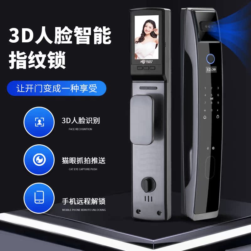 全自动指纹锁防盗门家用密码锁3d人