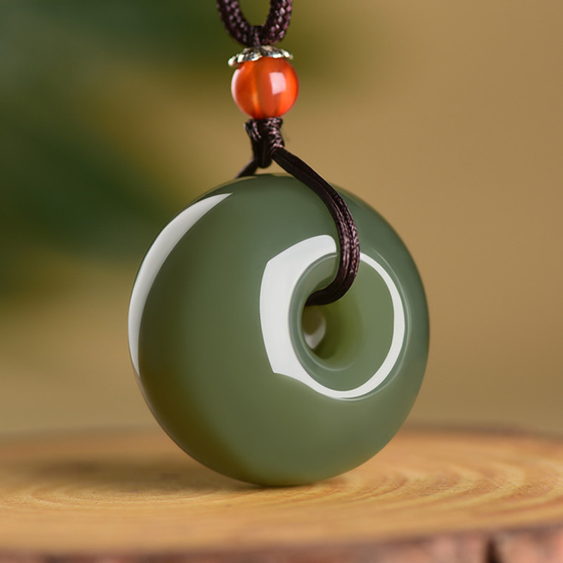 和田玉青玉平安扣吊坠面包圈玉坠男玉佩玉挂件项链玉扣玉石挂坠女