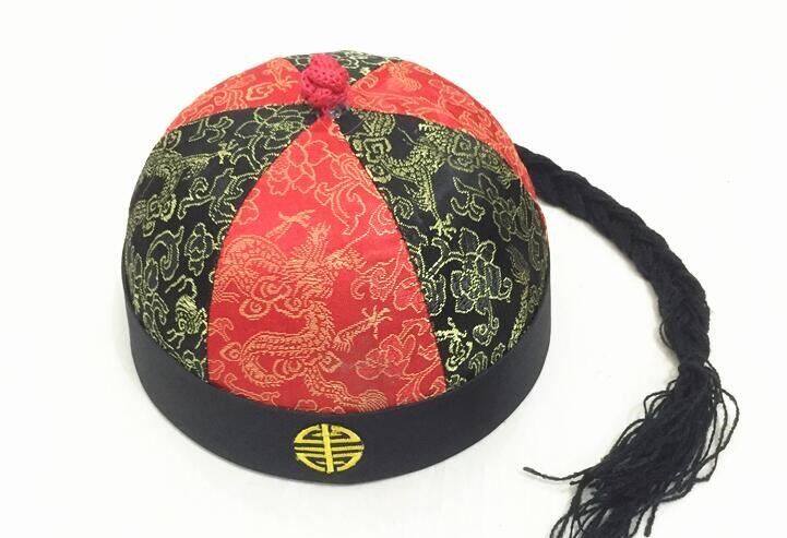 清朝红色男财主戏剧小帽财主阿哥道具贝勒爷唐装帽子小帽道具老爷