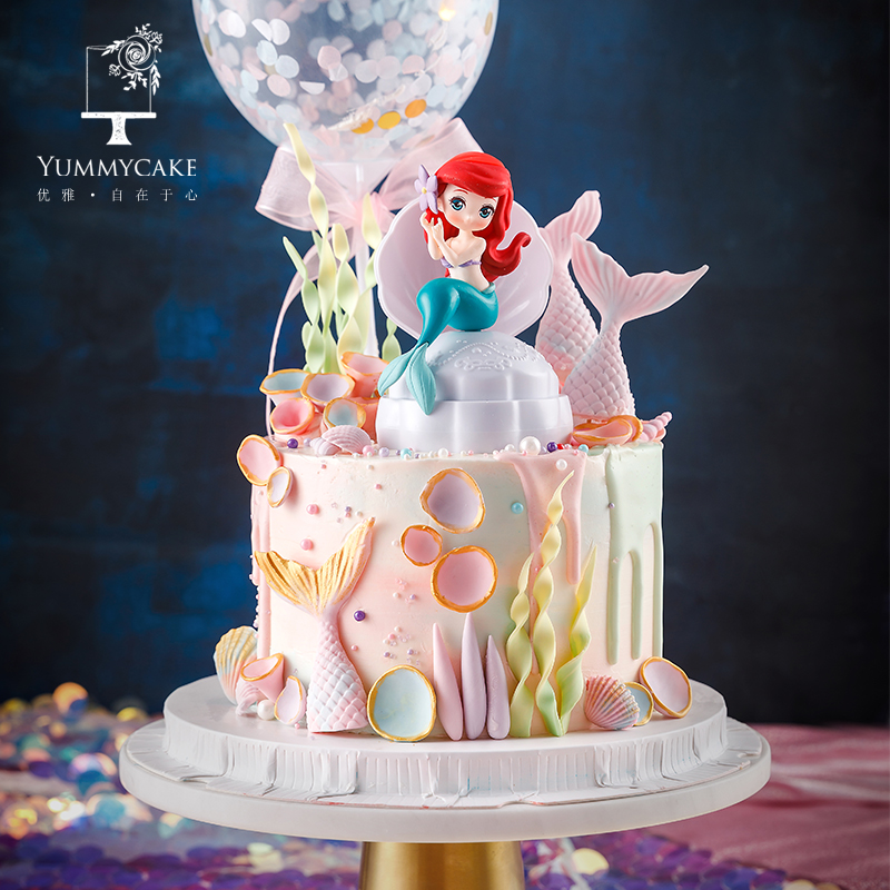 美人鱼公主创意生日蛋糕儿童水果夹心动物奶油蛋糕女北京同城配送
