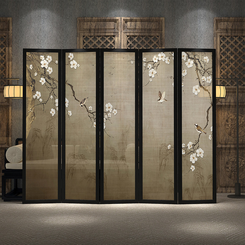 中式屏风隔断客厅入户玄关古典卧室遮挡家用酒店折叠实木折屏移动