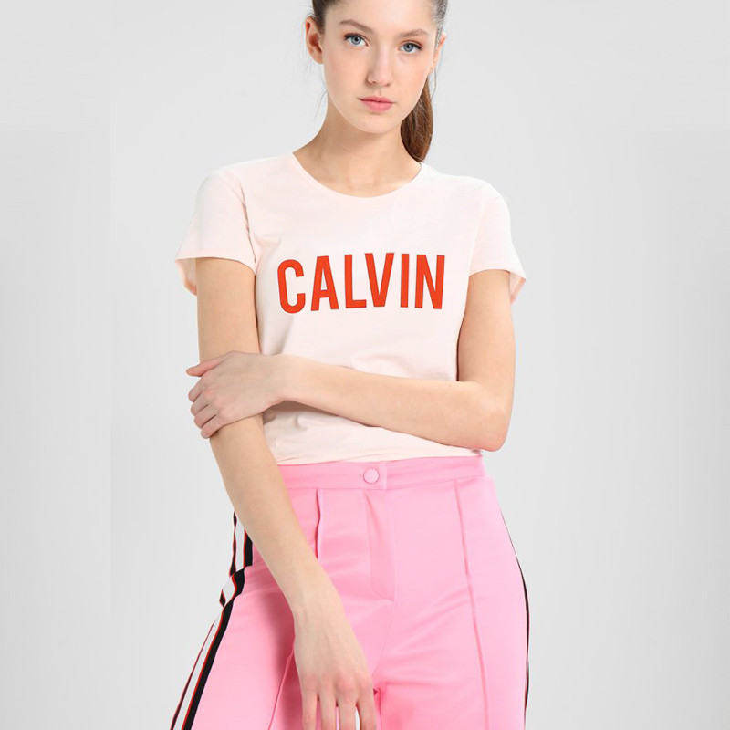 calvinklein凯文克莱新款女装夏季欧美时尚圆领显瘦短袖印花t恤