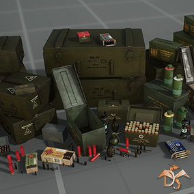 ue4ue5场景道具模型素材杂物箱子盒子ammo bullets pack