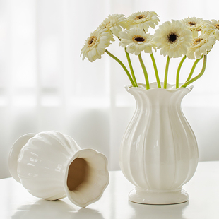 白色陶瓷花瓶摆件客厅插花轻奢高级感法式复古奶油风欧式玄关水培
