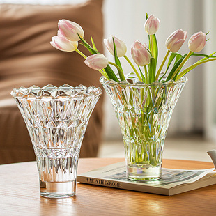 花瓶摆件客厅插花高级感轻奢透明玻璃创意水养水培玫瑰鲜花大口径