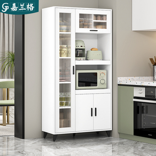 现代简约餐边柜一体靠墙碗柜家用厨房小户型微波炉柜茶水柜子定制
