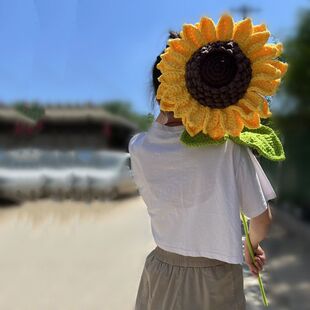 一举夺魁向日葵材料包超特大号手工编织玫瑰花束钩针毛线花朵解闷