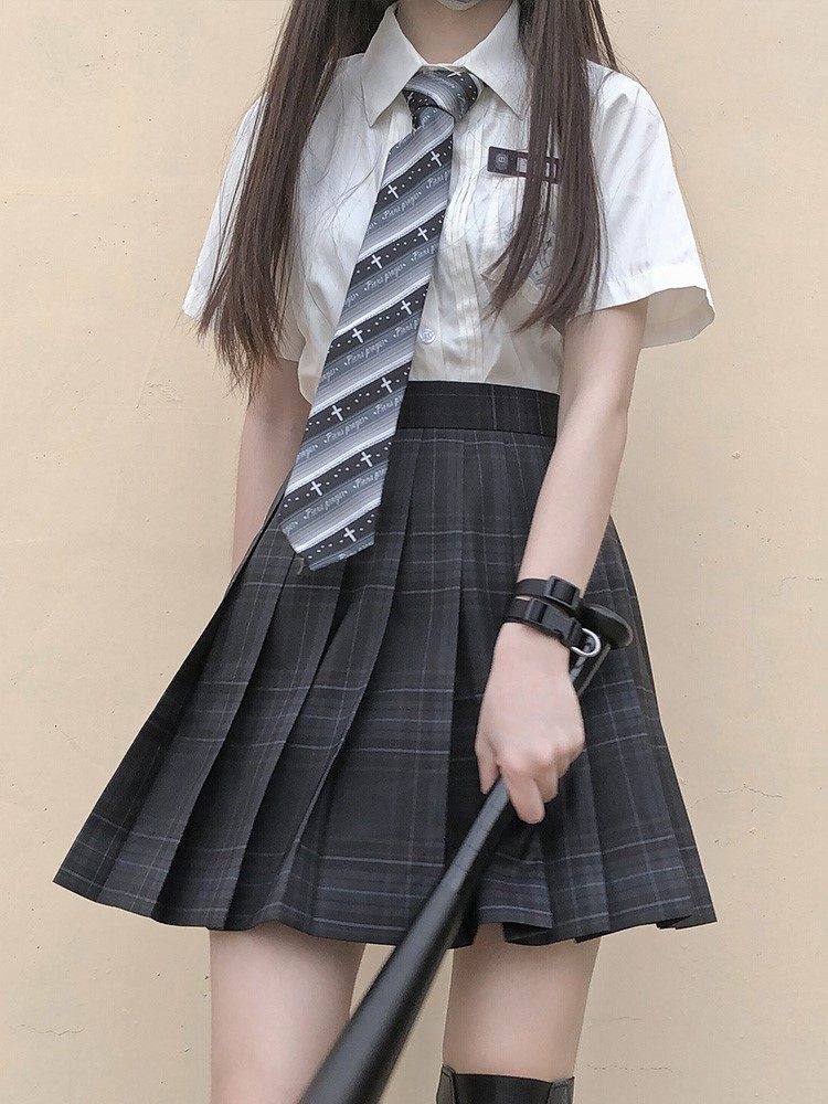 碳灰jk制服格裙日百褶裙高腰学院半身cosplay女装