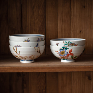 九谷烧陶瓷饭碗家用2024新款耐高温日本进口釉下彩汤碗餐具套装