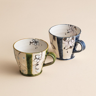 锅小姐陶瓷马克杯大容量水杯美浓烧釉下彩咖啡杯日本进口茶杯杯子
