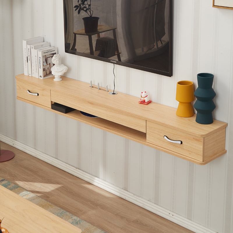 实木壁挂电视柜吊柜挂墙悬挂小户型客厅简约现代窄置物架悬空柜