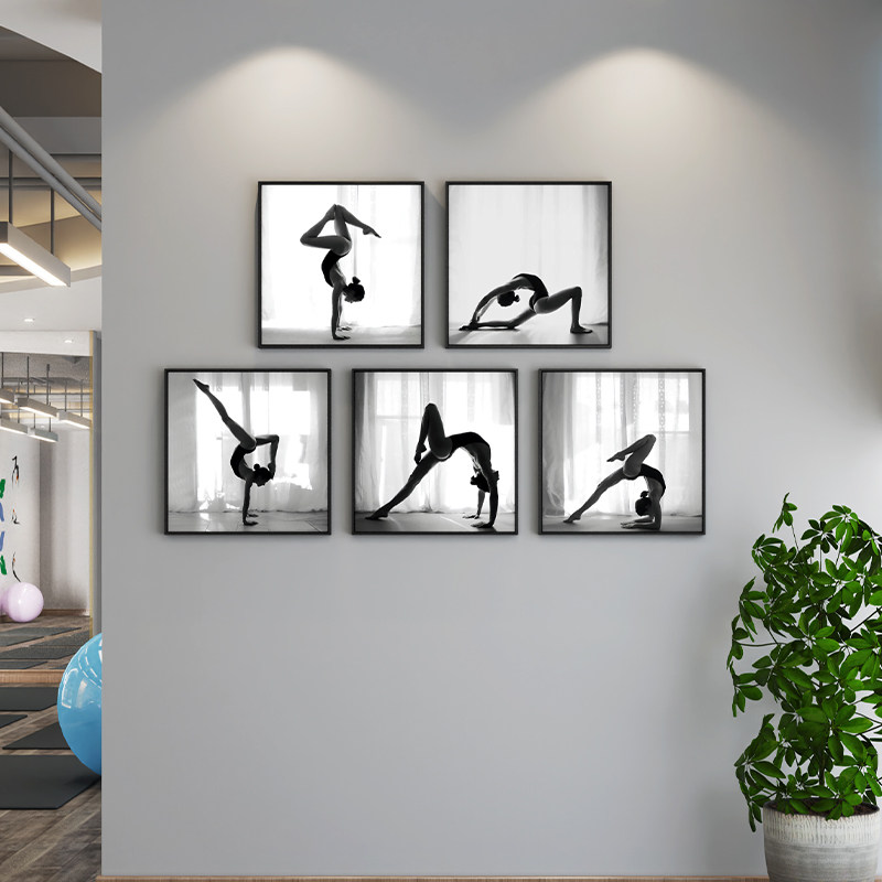瑜伽馆墙壁背景挂画健身房普拉提私教瘦身形体展示海报瑜伽装饰画