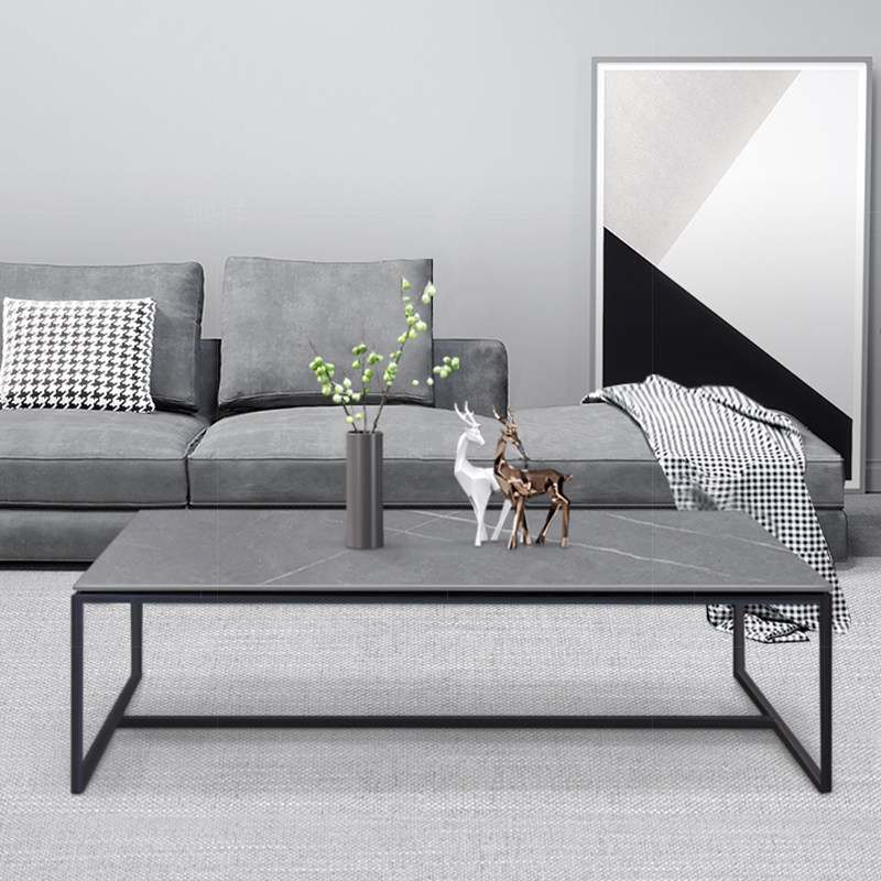 意式岩板茶几现代简约轻奢接待泡茶桌北欧休闲家用小户型客厅茶台