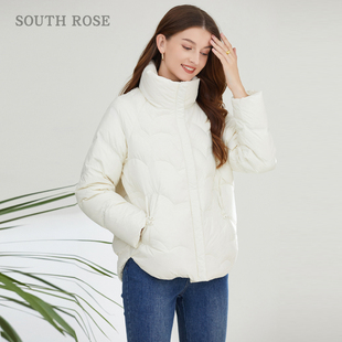 白鸭绒短款羽绒服女立领轻薄冬季2023年新款外套保暖小个子高级感