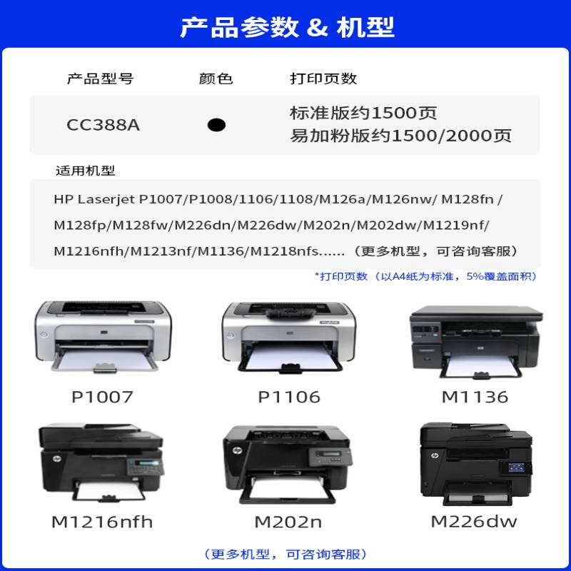 天熙适用惠普m1136硒鼓388a硒鼓hp惠普88a硒鼓m126a cc388a碳粉p1